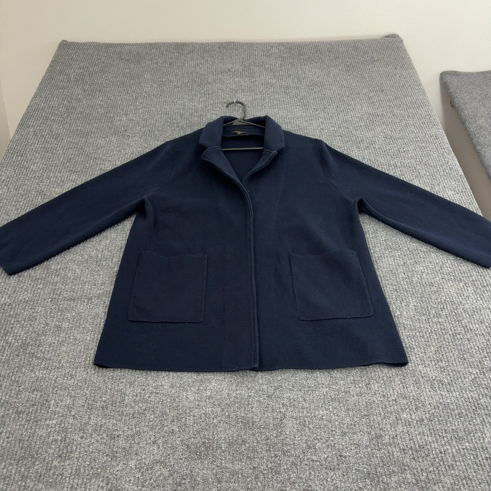 Quince Cardigan Jacket Womens XL Navy Blue Organic Cotton Notch Lapel Casual